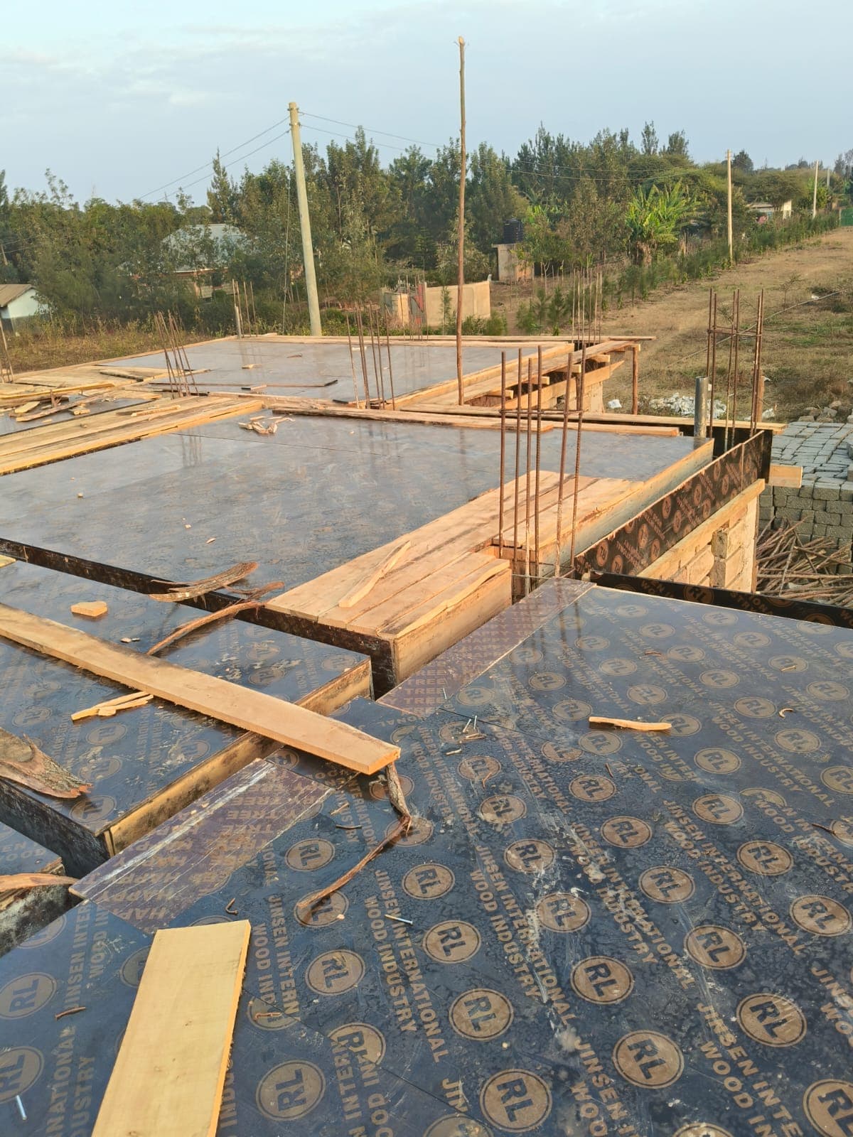 Roof slab formwork with plywood shuttering boards