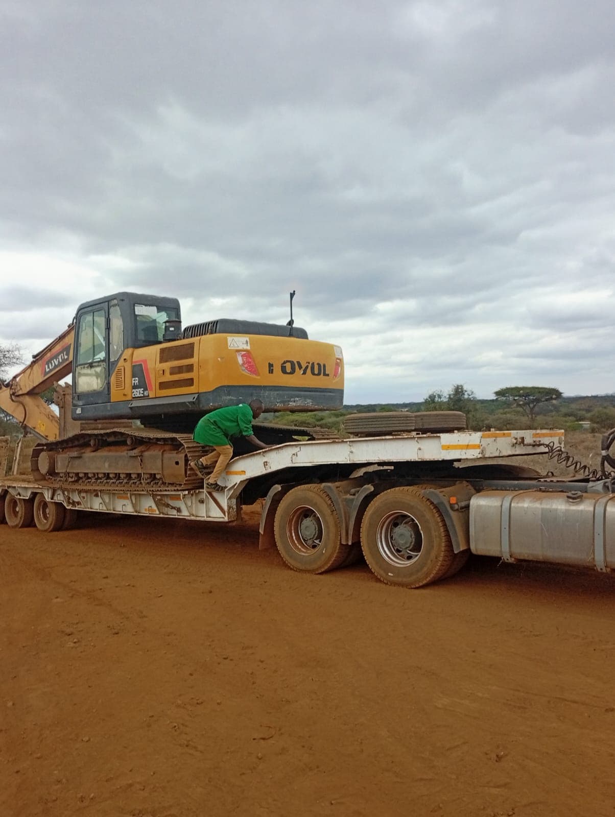 Lovol excavator on a lowbed float