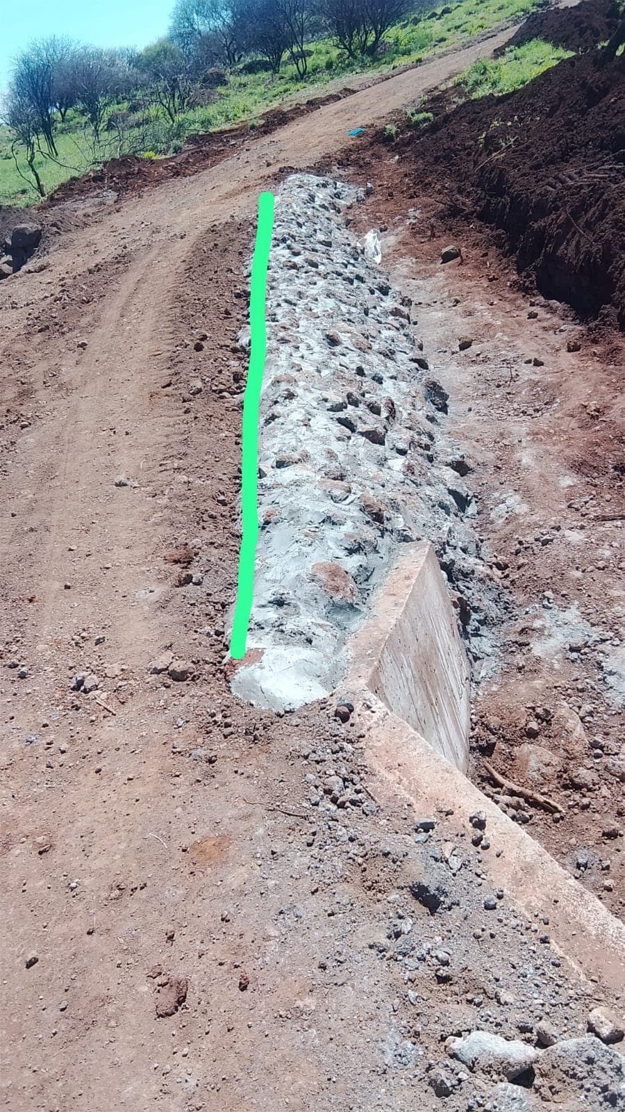 Stone-pitched road drainage